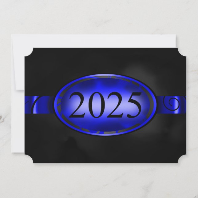 Tarjeta Floral 2025 azul y negro (Anverso)