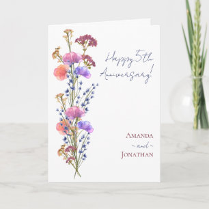 Tarjeta Floral acrílica ruidosa + aniversario de jute