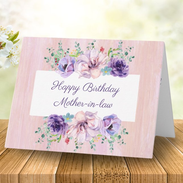 Tarjeta Floral acuarela feliz cumpleaños suegra (Subido por el creador)