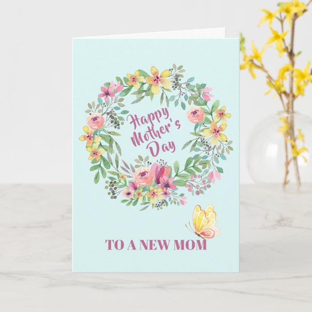 Tarjeta Floral acuarela fue el primer día de la madre (flor amarilla)