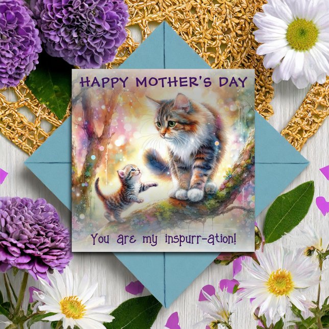 Tarjeta Floral acuarela Mamá Día del Gato y la Madre del B (Subido por el creador)