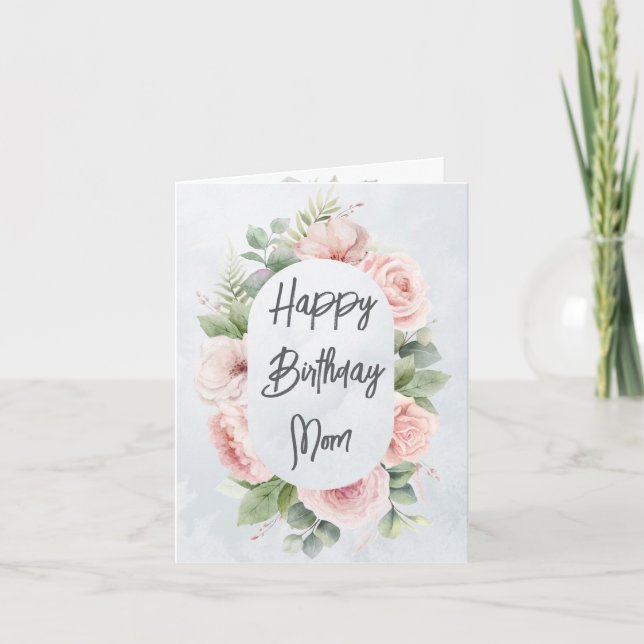 Tarjeta Floral acuarela personalizada Cumpleaños mamá Cute (Anverso)