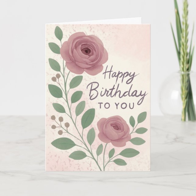 Tarjeta Floral Acuarela Personalizada de Lujo (Anverso)