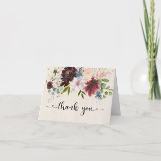 Tarjeta Floral acuática de la Marina Borgoña, gracias