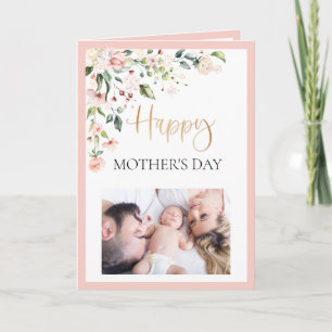 Tarjeta Floral acuática rosa foto del Día de la Madre