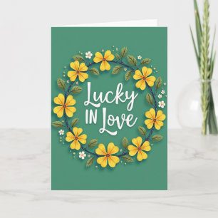 Tarjeta floral Afortunado en el amor