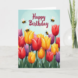 Tarjeta floral alegre y soleada