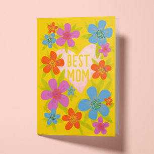 Tarjeta Floral amarillo brillante mejor Día de la Madre de