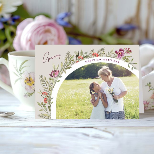 Tarjeta Floral Arch Photo Happy Mother's Day Grammy (Subido por el creador)