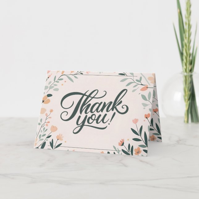 Tarjeta Floral Art Deco Retro Boda Gracias (Anverso)