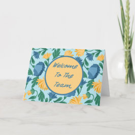 Tarjeta Floral azul bienvenida al equipo nuevo empleado