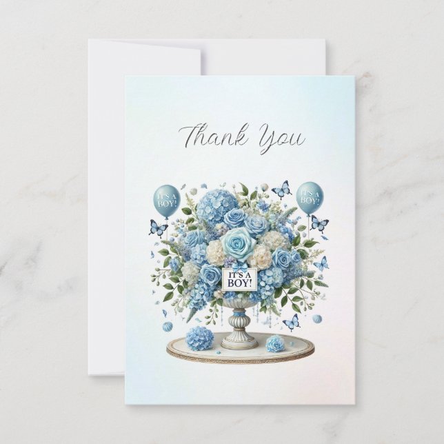 Tarjeta Floral Azul Blanco Azul (Anverso)