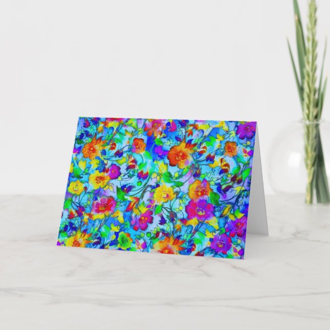 Tarjeta Floral azul brillante (Anverso)