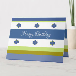 Tarjeta Floral azul con tira de cal