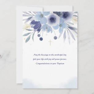 Tarjeta Floral Azul de Bautizo
