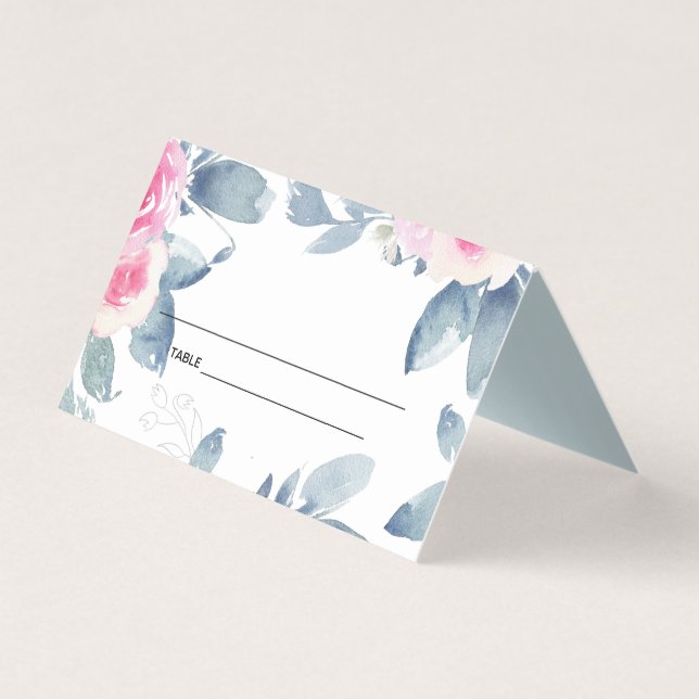 TARJETA FLORAL AZUL DE RUBOR 25 EN CUALQUIER AÑO ANIVERSAR (Anverso)