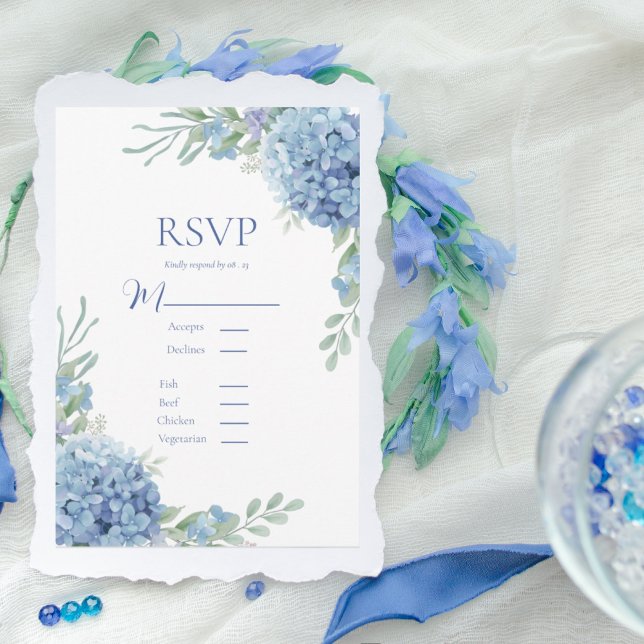 Tarjeta Floral Azul Hydrangea RSVP (Subido por el creador)