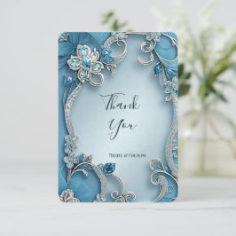 Tarjeta Floral Azul Ornate