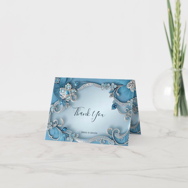 Tarjeta Floral Azul Ornate (Anverso)