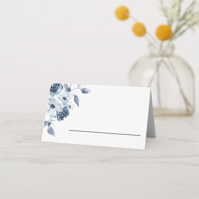 Tarjeta Floral azul plegada (Anverso)