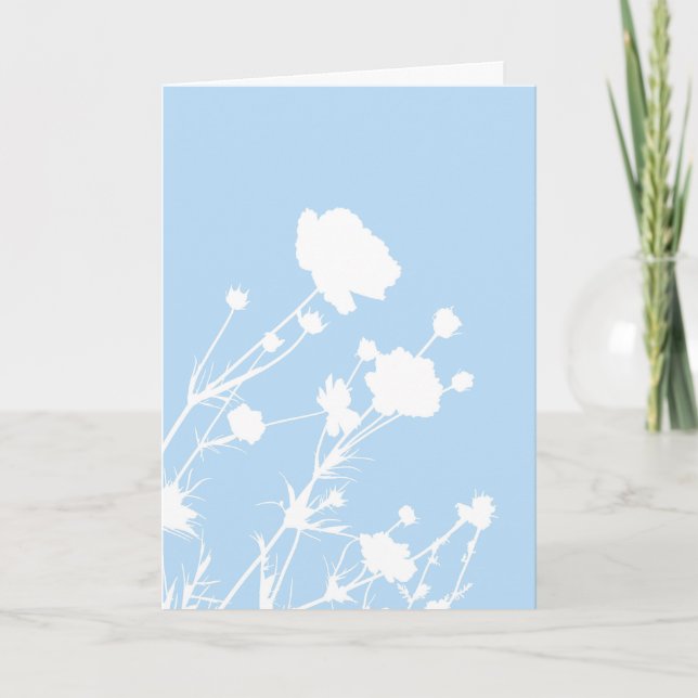 Tarjeta floral azul y blanca (Anverso)