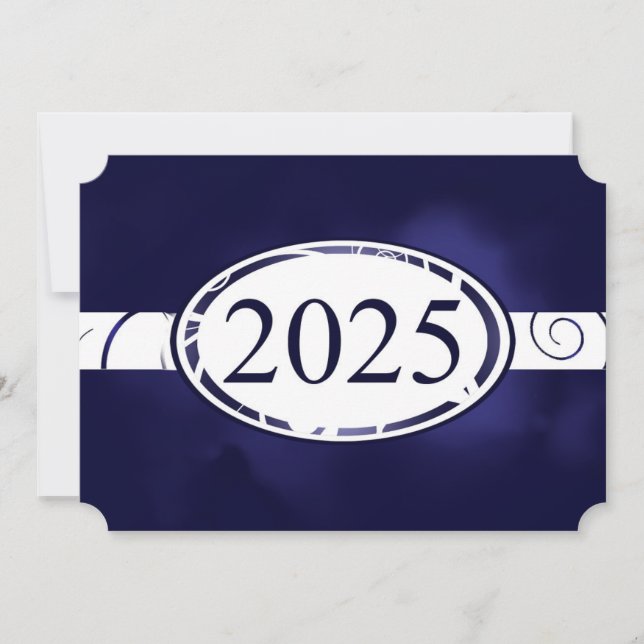 Tarjeta Floral azul y blanca 2025 (Anverso)