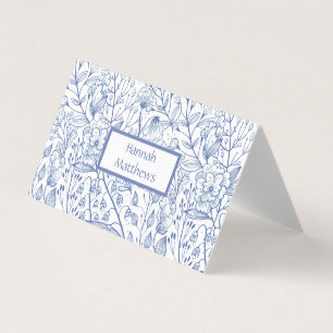 Tarjeta Floral azul y blanca elegante