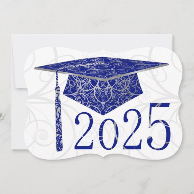 Tarjeta Floral azul y plateado 2025 (Anverso)