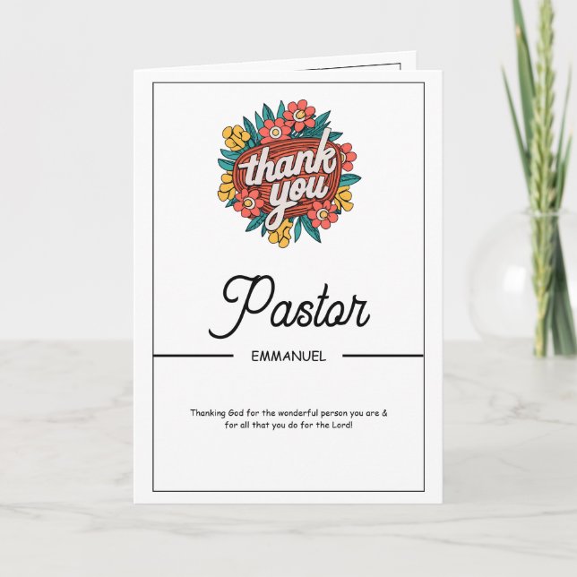 Tarjeta Floral Badge Pastor Appreciation Card (Anverso)
