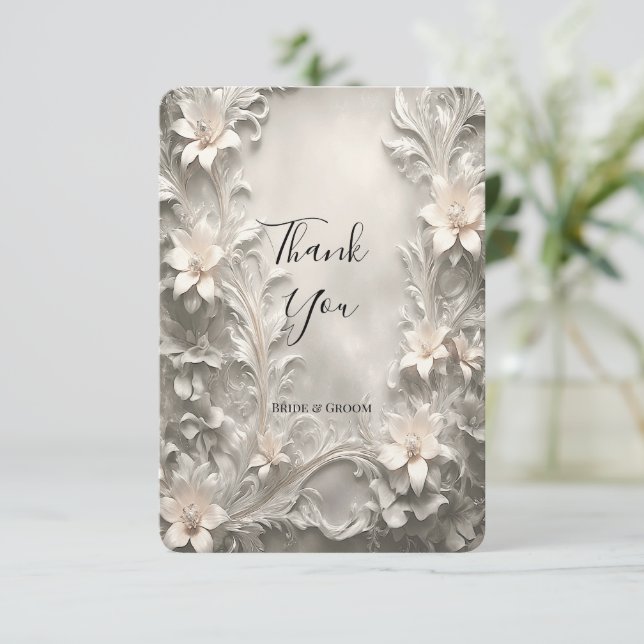 Tarjeta Floral blanca (Anverso de pie)