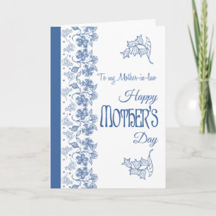 Tarjeta Floral blanca azul para el día de la madre