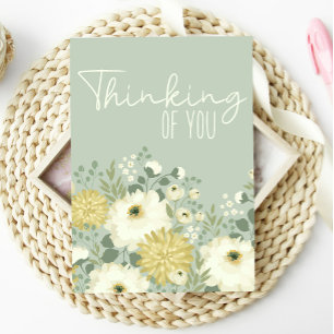Tarjeta floral blanca del jardín pastel Pensando e