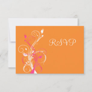 Tarjeta floral blanca rosada anaranjada de RSVP