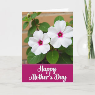 Tarjeta floral blanca y magenta