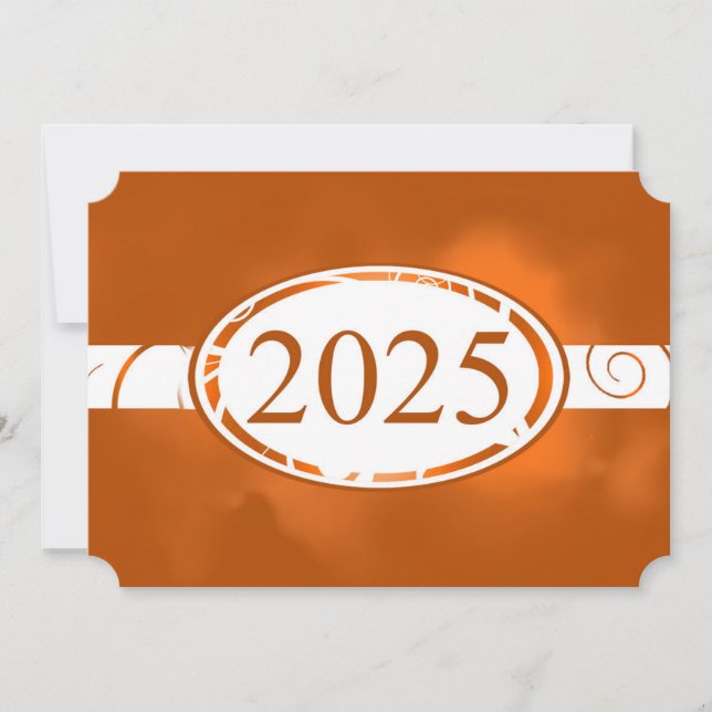 Tarjeta Floral blanca y naranja 2025 (Anverso)