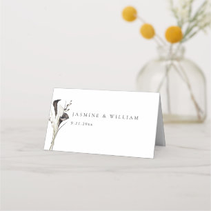 Tarjeta Floral blanca y negra - Blanco