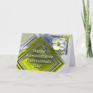 Tarjeta Floral blanco del día administrativo de los