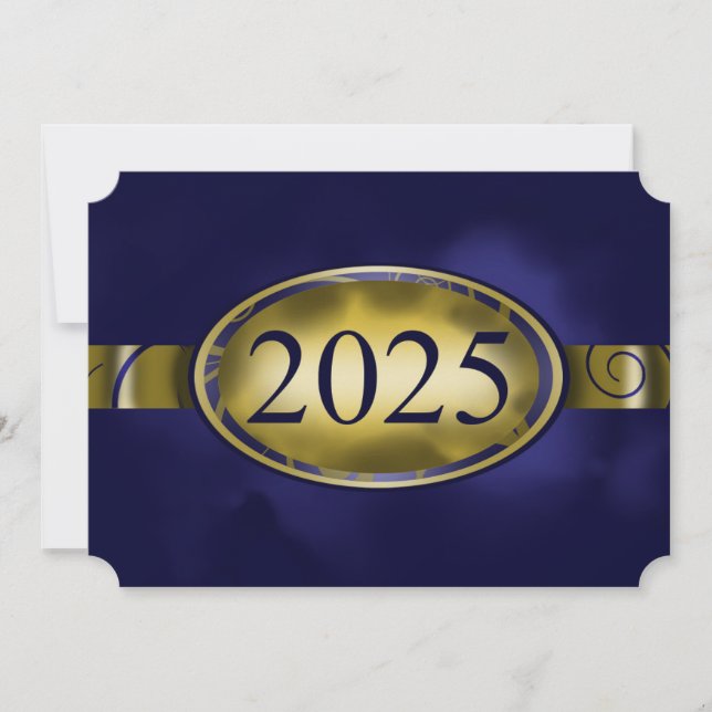 Tarjeta Floral Blue and Gold 2025 (Anverso)