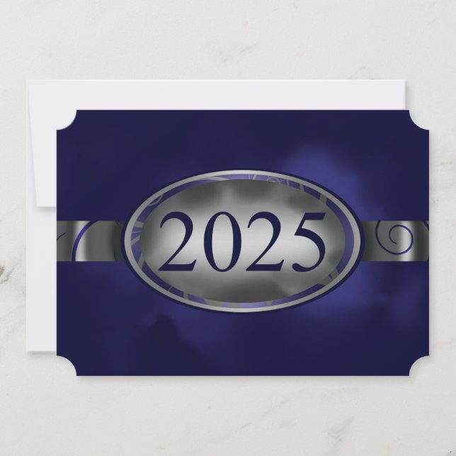 Tarjeta Floral Blue and Silver 2025 (Anverso)