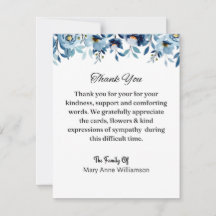 Tarjeta Floral Blue Funeral