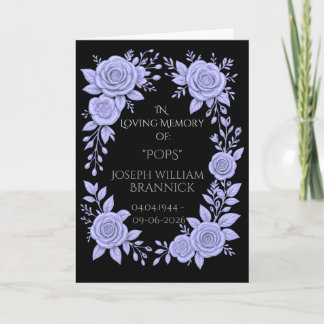 TARJETA FLORAL BLUE. IN LOVING MEMORY KEEPSAKE, CARD
