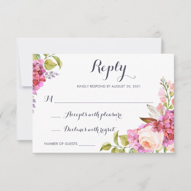 Tarjeta Floral Boho de respuesta moderna RSVP (Anverso)