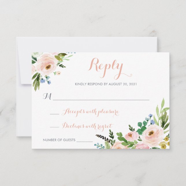 Tarjeta Floral Boho de respuesta moderna RSVP (Anverso)