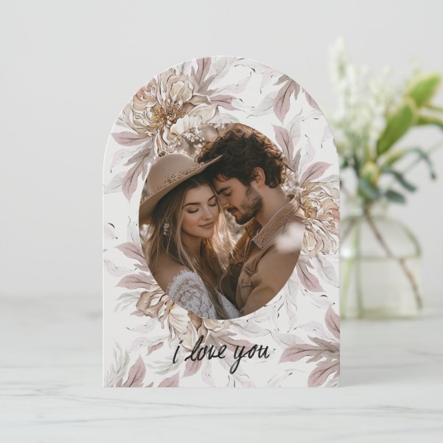 Tarjeta Floral Boho Valentines (Anverso de pie)