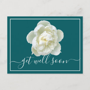 Tarjeta floral botánica de peonía blanca moderna p