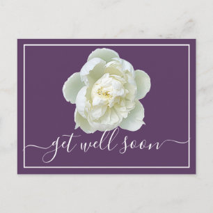 Tarjeta floral botánica de peonía blanca moderna p