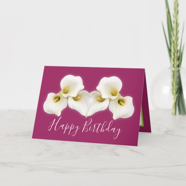 Tarjeta Floral Bouquet White Calla Lilies Cumpleaños Flora (Anverso)