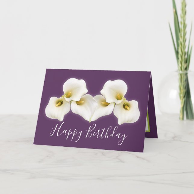Tarjeta Floral Bouquet White Calla Lilies Cumpleaños Flora (Anverso)