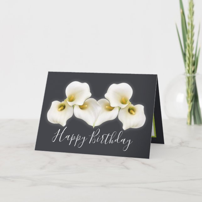Tarjeta Floral Bouquet White Calla Lilies Cumpleaños Flora (Anverso)