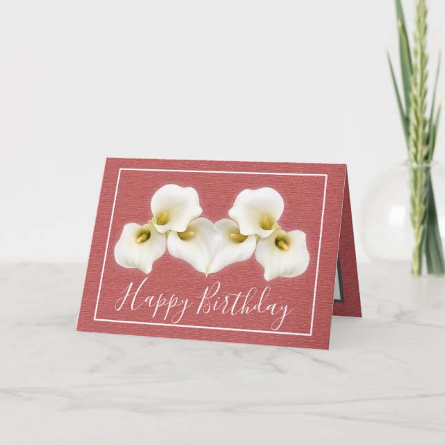 Tarjeta Floral Bouquet White Calla Lilies Cumpleaños Flora (Anverso)